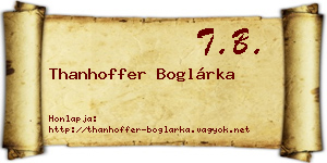 Thanhoffer Boglárka névjegykártya